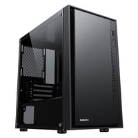 Compatible avec le boîtier de PC de bureau Micro ATX Pingtouge M2, panneau latéral en verre trempé, couleur noire, style vertical, sans ports avant
