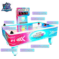 Table de hockey sur air multi-balles à monnayeur, machine de jeu d'arcade avec marqueur électronique LED, 2 joueurs, pour centre de jeux