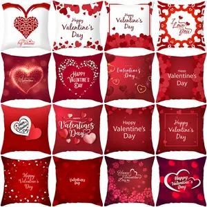 Sofa Printed Red Color Pillow Case Cover Fundas De Cojin Decorativa Premium New Valentines Cushion Covers