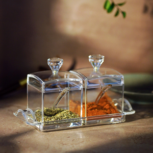 Boîte de rangement de cuisine classique en acrylique transparent, écologique, pour la maison et la cuisine, 2 pots à épices, conteneur de stockage alimentaire pour les aliments - Product Image 2