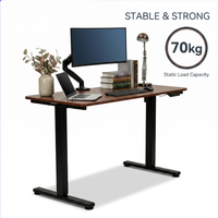 Bureau électrique réglable en hauteur 120x60cm, plateau en panneau de particules de 16mm, structure en acier laminé à froid avec revêtement en poudre, charge maximale 70kg, 100-240V, 3 mémoires