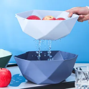 Multi-functional Water Drain Basket Colander Vegetable Fruit Storage Cleaning Food Plastic For Kitchen Space Saver Drainer