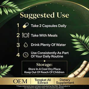Capsules d'extrait de Tongkat Ali OEM ODM, GMP Halal, 60 capsules végétariennes, sans OGM, sans gluten, complément alimentaire - Product Image 3