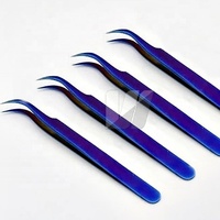 Pinzas Profesionales de Alta Calidad para Extensión de Pestañas, de Acero Inoxidable Japonés, con Logotipo Personalizado, Color Azul Real, para Volumen y Cejas, Puntiagudas