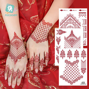 Fabricant de Tatouages Autocollants Temporaires au Henné Rouge Personnalisés, Imperméables pour <span class=keywords><strong>Femme</strong></span> et Fille, Art Corporel Sexy pour Mains et Pieds, Fleur d'Inde - Product Image 2