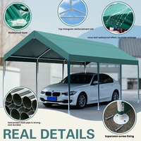 Carpa de Toldo Impermeable para Cuatro Estaciones, Resistente, de 10x20, con Marco de Acero Retráctil para Estacionamiento de Autos/Camiones, de Una Sola Capa
