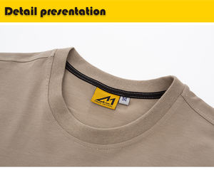 Camiseta de Hombre de 120 g/m², Mezcla de Algodón y Spandex, Transpirable, de Secado Rápido, Antiarrugas, Suave al Tacto, con Parche de Cuero y Ribete en Contraste - Product Image 4