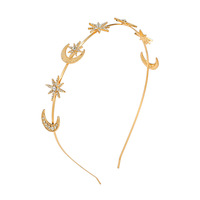 Serre-tête haut de gamme fait main pour femme, style déesse du soleil, mode transfrontalière, style européen et américain, avec étoile hexagramme, lune, alliage et cristal