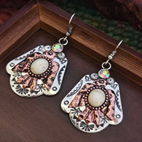 Anting-anting Turquoise Berukir Elang Gaya Bohemian Vintage, Anting-anting Gantung Totem Barat Daya dari Paduan Logam Retro, Perhiasan Elang untuk Pemakaian Sehari-hari