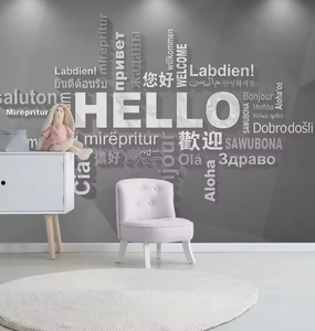 Papier peint Hello multilingue | Salutation internationale murale en PVC imperméable facile pour le papier peint 3d Global Spaces - Product Image 4