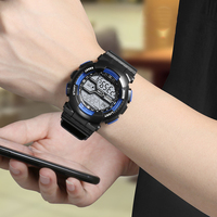 Jam Tangan Olahraga untuk Pria Jam Tangan Digital Tahan Air Luar Ruangan Jam Alarm Bercahaya Warna-warni Led Mewah Jam Tangan Pria