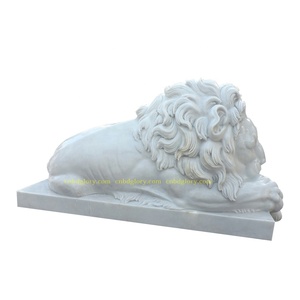 Venta al por mayor tamaño de <span class=keywords><strong>la</strong></span> vida de mármol blanco durmiendo estatua de León - Product Image 6