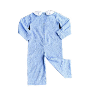 Qingli OEM personnalisé noël bébé garçons vêtements d'hiver avec purement main smocké père noël pas de tarif pour bébé barboteuses - Product Image 2