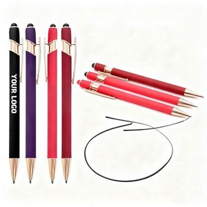 Regalos Empresariales, Bolígrafos Promocionales de Metal y Goma Suave, Bolígrafos con Punta Táctil de Aluminio, Bolígrafos Personalizados con Logotipo para Papelería - Product Image 1