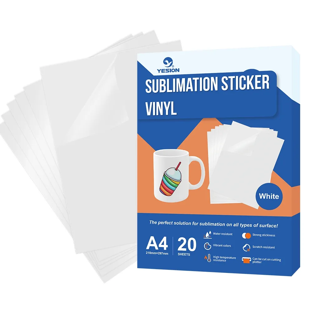 Trung Quốc Nhà sản xuất bán buôn giá rẻ thăng hoa Sticker Vinyl giấy trắng Pet dính phim Sheets và rolls