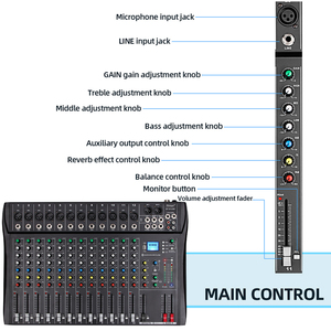 Console de mixage DJ professionnelle OEM DT12, entrée MP3, alimentation fantôme 48V, mixeur audio 12 canaux - Product Image 3