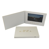 Carte de vœux vidéo en papier de 7 pouces, style ange, reliée en lin, pour invitations de mariage, livre de souvenirs et brochure