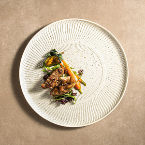 Plat principal de restaurant Vaisselle Assiette en céramique Salle à manger fine Utilisation Tacheté Design Porcelaine Plats Vaisselle Entrées Assiette plate - Product Image 1