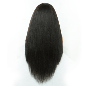 Perruques longues noires droites 13X4 avant de lacet pour les femmes noires perruque de remplacement synthétique résistant à la chaleur sans colle - Product Image 4