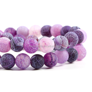 Natürlicher gefroste ter rissiger Achat, bunte matte Achat lose Perlen für DIY-Schmuck herstellung 4mm 6mm 8mm 10mm, 38cm - Product Image 4