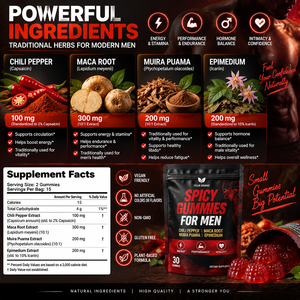 Bonbons épicés pour hommes, piment fort, racine de maca, muira puama, épinéol, vitalité masculine, équilibre hormonal, bien-être intime, végétalien, sans OGM - Product Image 2