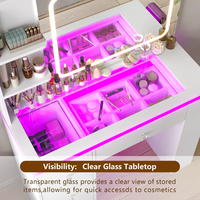 Vente en gros de coiffeuse blanche en MDF pour le maquillage avec miroir LED, 4 tiroirs et étagères de rangement
