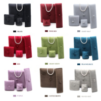 Boîte à Bijoux de Luxe en Velours Rouge Bordeaux de Qualité Supérieure, Écrin Personnalisé pour Collier et Bague, Emballage Bijoux en Velours