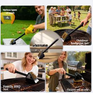 Cepillo para Parrilla 3 en 1 con Raspador y Almohadilla de Fregado, Cepillo de Limpieza para Barbacoa de Mango Largo y Resistente de 14.5 Pulgadas, Gancho para Colgar, Seguro para Carbón y Ahumadores - Product Image 6