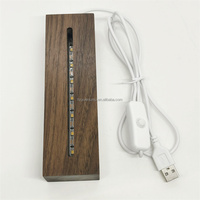 Socle lumineux LED en bois de noyer, base rectangulaire de 5,9 pouces, support d'affichage, blanc chaud +7, design moderne, télécommande tactile