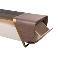 Ensemble de meubles de salon modernes italiens avec meuble TV en acier inoxydable, table en bois et marbre, meubles TV, rangement caractéristique
