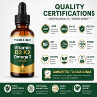 Gouttes de Vitamine K2+D3 avec Oméga 3 pour le Soutien de la Santé et l'Immunité, Marque Privée OEM, Emballage OEM