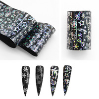 Lot d'autocollants de transfert pour nail art de Noël, motifs étoilés, dentelle vintage, fleurs et papillons, fournitures de manucure en boîte, vente en gros
