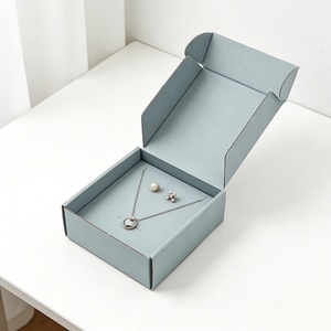 Boîte d'expédition en carton ondulé bleu poussière personnalisée, impression recto-verso, gaufrage, emballage de produit recyclable, vente chaude - Product Image 5