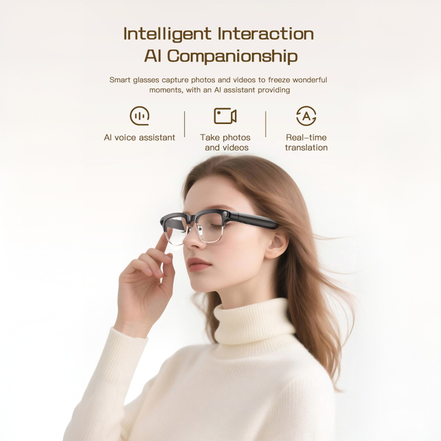 M08A Series AI Smart Glasses with 8MP Camera Real-time Translation and Object Recognition