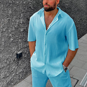 Custom Logo <strong>Men's</strong> <strong>Summer</strong> 2024 Two Piece Outfit Solid <strong>Shirt</strong> With Pants Sets Clothes - Product Image 5