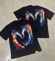 T-shirt en coton 100% tissé brodé vintage de luxe pour hommes et femmes, mode streetwear hip-hop