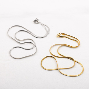 <b>Titanium</b> Steel Flat Snake Bone <b>Chain</b> Necklace Gold Silver Color Minimalist Geometric Design Daily Wear Men Women Clavicle <b>Chain</b> - Product Image 2