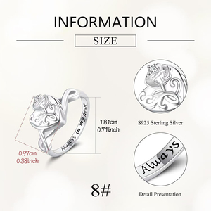 Guci cincin untuk abu baja nirkarat bunga mawar Urn cincin tahan terus cinta tempat abu kenang-kenangan perhiasan kremasi cincin - Product Image 2