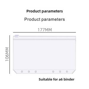 환경 친화적 무취 PP 지퍼 6홀 루즈리프 노트북 보관 가방 <span class=keywords><strong>A5</strong></span> A6 링 바인더 지갑 패턴 학교용 - Product Image 2