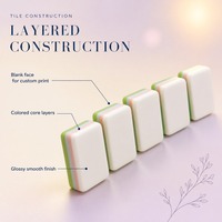 Tuiles de Mahjong Américaines Personnalisées, Lot Limité Personnalisé Rayé Vert Rose, Tuiles de Jeu de Table en Acrylique pour Fêtes et Loisirs