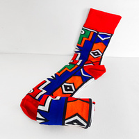 Chaussettes africaines imprimées unisexes à prix de gros, longues, tendance, 100 % coton, Ankara