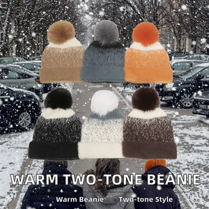 Gorro de Punto Personalizable de Moda para Invierno, con Diseño Sólido o Estampado, con Pompón de Piel Sintética, para Caminar, Esquiar, Playa y Viajes - Product Image 2