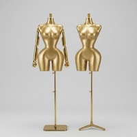 Mannequin de mode sans tête, ajustable, en ABS, finition dorée, pour présentation de vêtements (BBL, brésilien), grande taille, courbes généreuses, forte poitrine