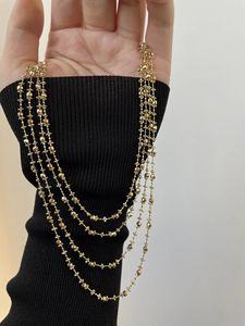 Xinfly Birthday Gift 18K Yellow Gold Jewelry Fairy New Chains Design Charm <b>Bead</b> <b>Necklace</b> for Women - Product Image 3