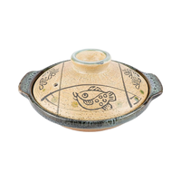 DOERDO Casserole en argile chinoise design classique de 7 pouces, couvercle de marmite en terre cuite de 18cm pour restaurant à domicile