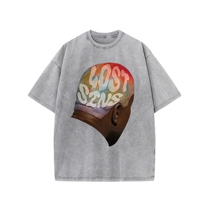 เสื้อยืดผ้าฝ้าย100% ฟอกสีอ่อนสไตล์ฮิปฮอปสตรีทสูงเสื้อเชิ้ตแขนสั้นโอเวอร์ไซส์พิมพ์ลายสีทึบตรง - Product Image 6