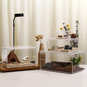 Caja de alimentación de plexiglás acrílica pequeña, jaula de terrario apilable y transpirable para insectos, tarántulas, arañas, <span class=keywords><strong>mascotas</strong></span> - Product Image 2