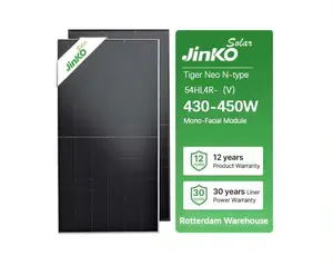 اللوح الشمسي Jinko Tiger Neo-type N 72hl4 ذو اللون الأسود الكامل بقوة 420 وات 430 وات 435 440 وات 450 وات قائمة أسعار التصنيع للطاقة الشمسية أحادية