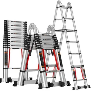 OEM 8 Meter Aluminum Telescopic Ladder Insulated Domestic Folding Warehouse Extendable Single Step Hot Sell 8 Ladder