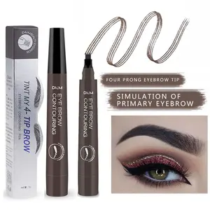 Stylo de contour des sourcils Crayon à sourcils Microblading étanche avec un applicateur de pointe à micro-fourchette crée des sourcils d'aspect naturel